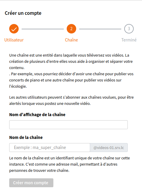 Page après avoir cliqué sur "suivant"
