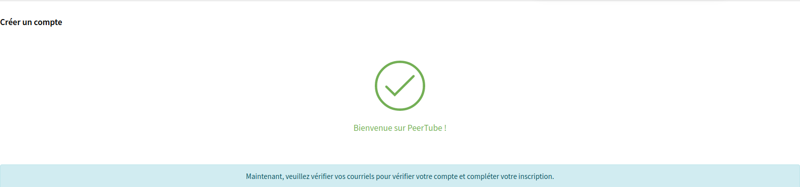 Page après avoir cliqué sur "Créer un compte" de la deuxième étape
