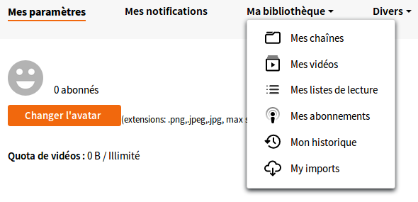 Vue de la bibliothèque d'un utilisateur